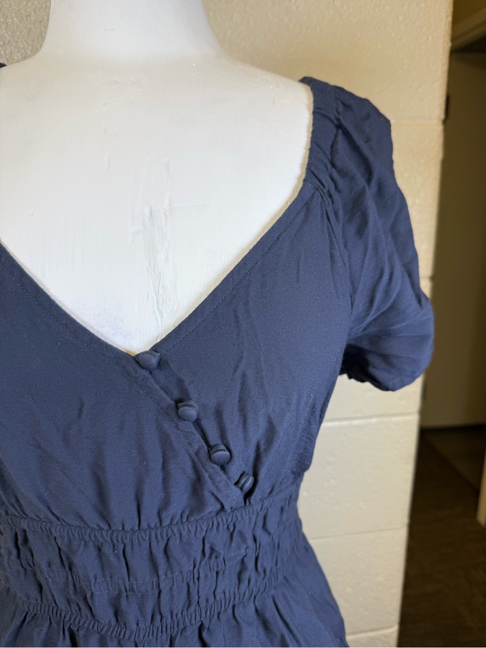 Madewell Navy Blue Short-Sleeve Elastic-Waist Jumpsuit - Picture 2 of 8